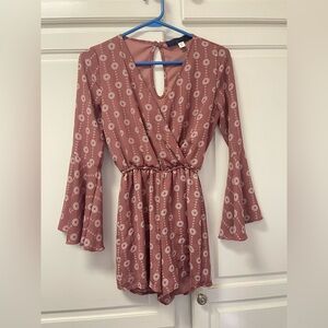 Blue Rain Mauve Patterned Jumpsuit